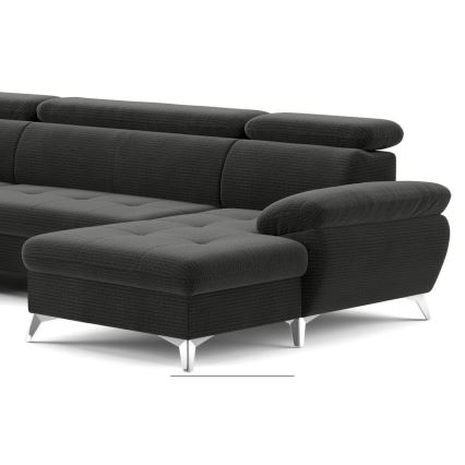 Izvelkamais stūra dīvāns ar uzglabāšanas nodalījumu U formā CATANIA kreisais grafīts