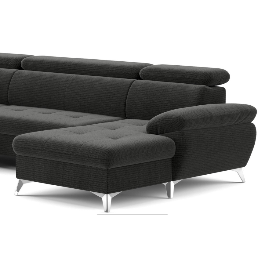 Izvelkamais stūra dīvāns ar uzglabāšanas nodalījumu U formā CATANIA kreisais grafīts