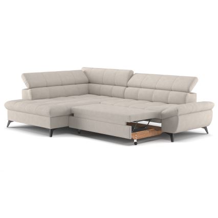 Izvelkamais stūra dīvāns L formā MARANO, kreisais, bēšs