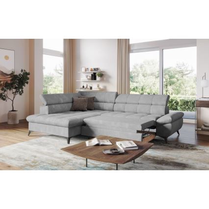 Izvelkamais stūra dīvāns L formā MARANO, kreisais, pelēks