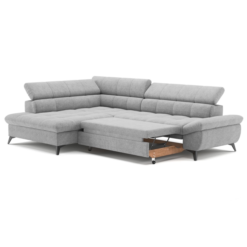 Izvelkamais stūra dīvāns L formā MARANO, kreisais, pelēks