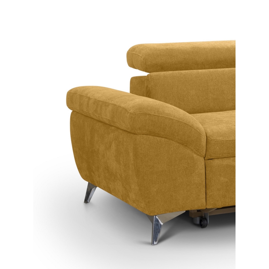 Izvelkamais stūra dīvāns L formā SALERNO, labais stūris, dzeltens