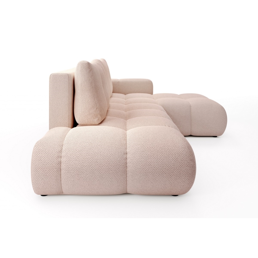 Izvelkams L formas stūra polsterēts dīvāns ALMADA ar uzglabāšanas nodalījumu, labais, rozā