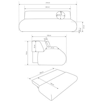 Izvelkamais trīsvietīgais dīvāns ar uzglabāšanas nodalījumu PRATO bēšs