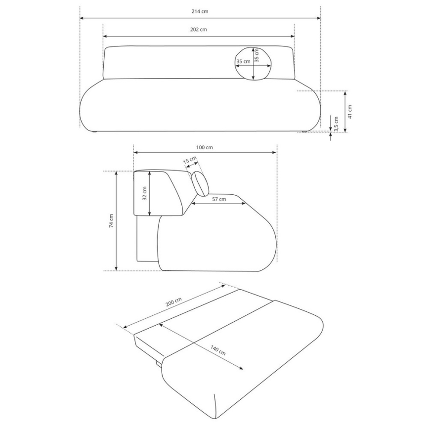 Izvelkamais trīsvietīgais dīvāns ar uzglabāšanas nodalījumu PRATO bēšs