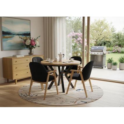 Izvelkams ēdamgalds CONVI 100/140x73 cm ozols craft/melns
