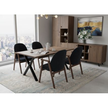 Izvelkams ēdamgalds DOMO 150/190x80 cm Lefkas ozols/melns