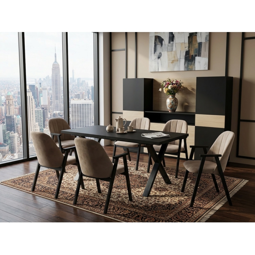 Izvelkams ēdamgalds DOMO 150/190x80 cm melns