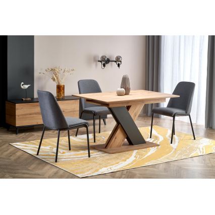 Izvelkams ēdamgalds DROM 130/175x85 cm Wotan ozols/melns