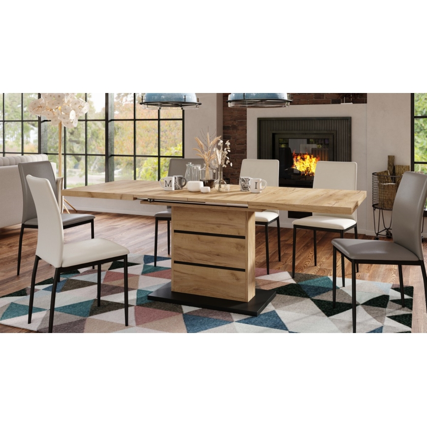 Izvelkams ēdamgalds PAOLO ozola craft/melns