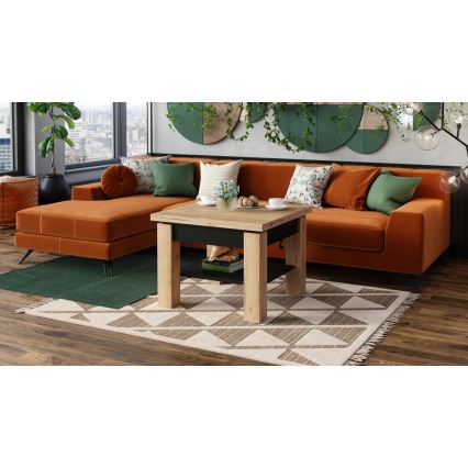 Izvelkams konferenču galds ar paceļamu virsmu CALEB 75/150x75 cm craft ozols/melns