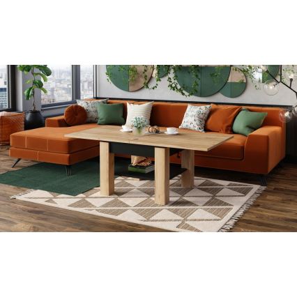 Izvelkams konferenču galds ar paceļamu virsmu CALEB 75/150x75 cm craft ozols/melns
