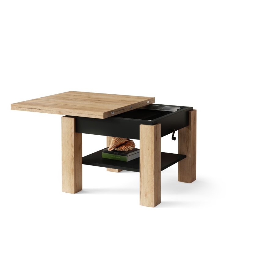 Izvelkams konferenču galds ar paceļamu virsmu CALEB 75/150x75 cm craft ozols/melns