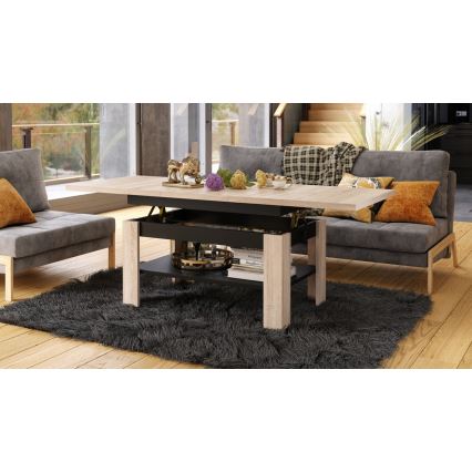 Izvelkams konferenču galds ar paceļamu virsmu ROY 130/170x65 cm Sonoma ozols/melns