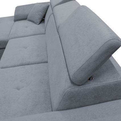 Izvelkams kreisais L formas stūra dīvāns CASTELO ar uzglabāšanas nodalījumu, tumši pelēks