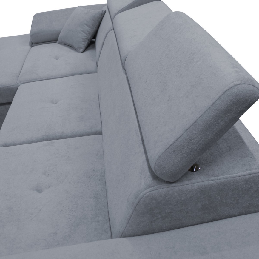 Izvelkams kreisais L formas stūra dīvāns CASTELO ar uzglabāšanas nodalījumu, tumši pelēks