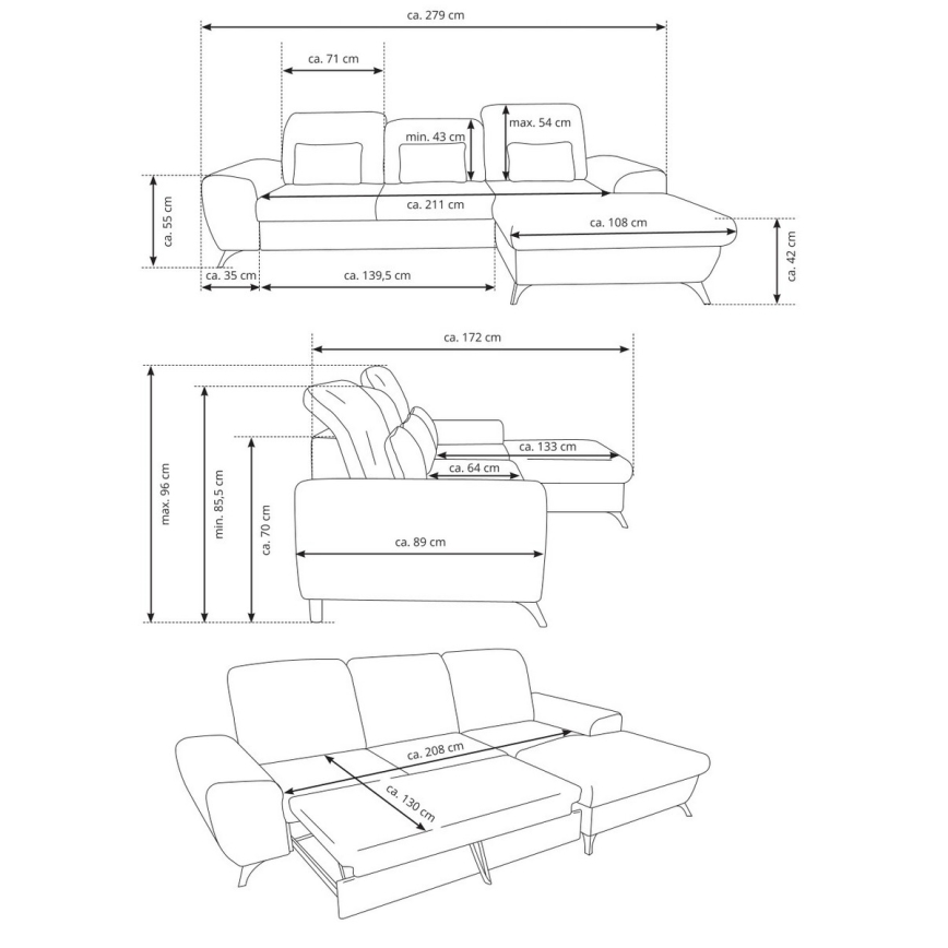 Izvelkams L formas polsterēts stūra dīvāns ALTA ar uzglabāšanas nodalījumu, kreisais, zaļš