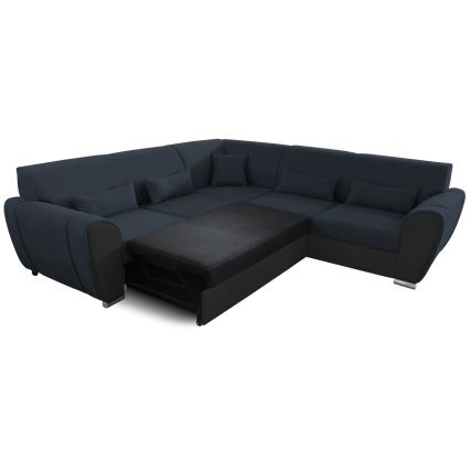 Izvelkams stūra dīvāns ar glabāšanas nodalījumu L-formā VISEU, labais, antracīts/melns
