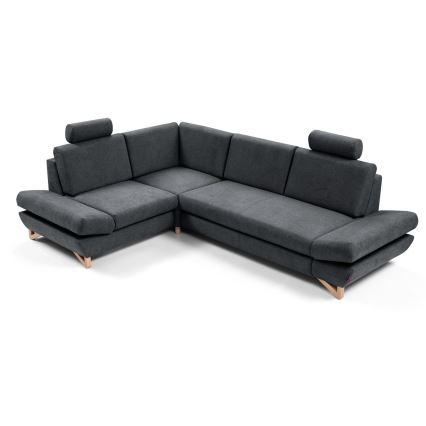 AVESTA izvelkamais polsterētais stūra dīvāns L formā ar uzglabāšanas nodalījumu, kreisais, antracīts