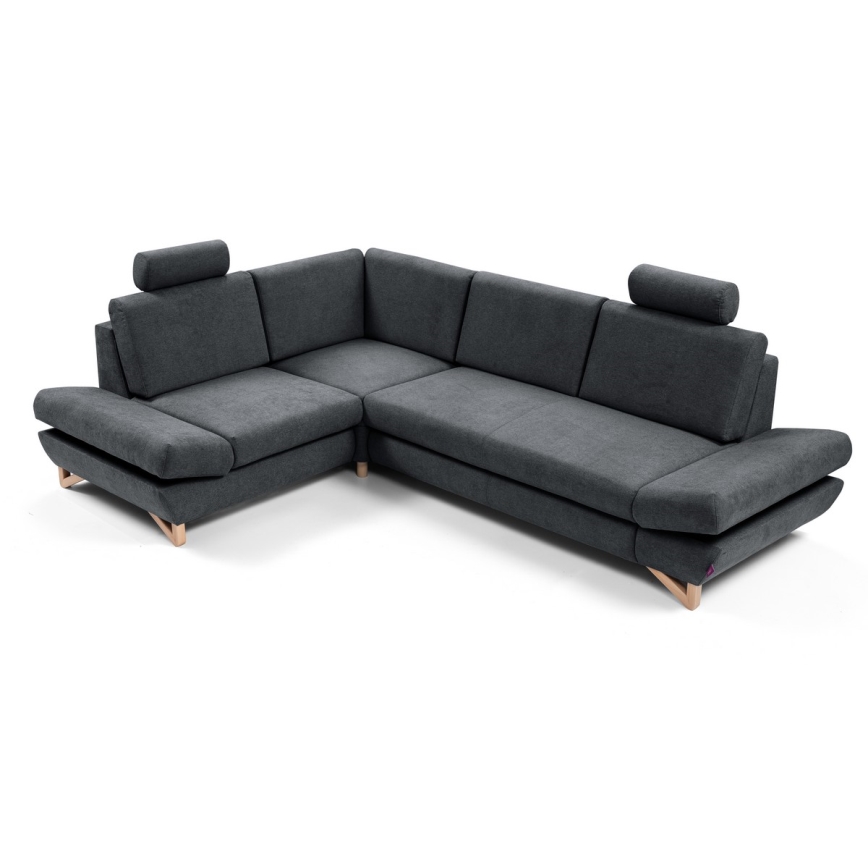 AVESTA izvelkamais polsterētais stūra dīvāns L formā ar uzglabāšanas nodalījumu, kreisais, antracīts