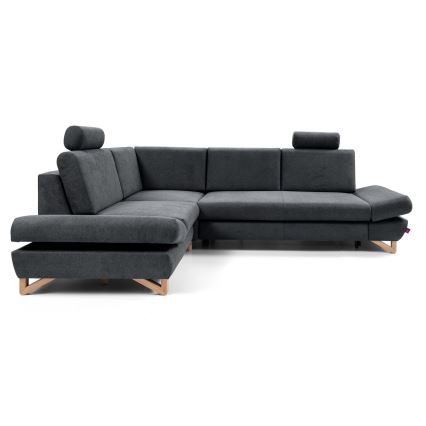 AVESTA izvelkamais polsterētais stūra dīvāns L formā ar uzglabāšanas nodalījumu, kreisais, antracīts