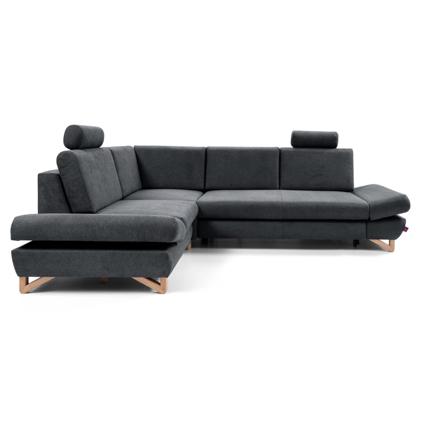AVESTA izvelkamais polsterētais stūra dīvāns L formā ar uzglabāšanas nodalījumu, kreisais, antracīts