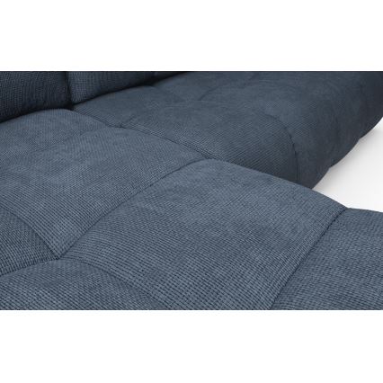 Izvelkams L formas kreisais polsterēts stūra dīvāns ar uzglabāšanas nodalījumu ALMADA zils