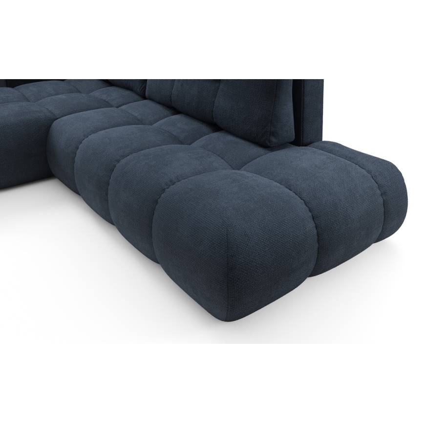 Izvelkams L formas kreisais polsterēts stūra dīvāns ar uzglabāšanas nodalījumu ALMADA zils