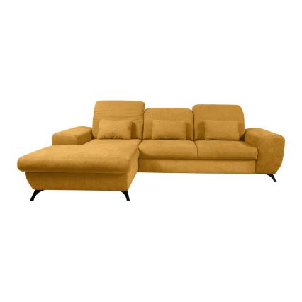 ALTA L-veida izvelkams tapisēts stūra dīvāns ar plašu uzglabāšanas nodalījumu, kreisais, dzeltens