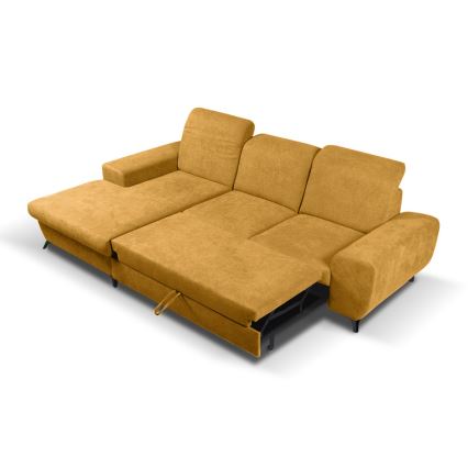 ALTA L-veida izvelkams tapisēts stūra dīvāns ar plašu uzglabāšanas nodalījumu, kreisais, dzeltens