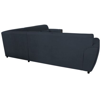 VISEU L formas izvelkams kreisais stūra dīvāns ar glabātuvi, antracīts/melns