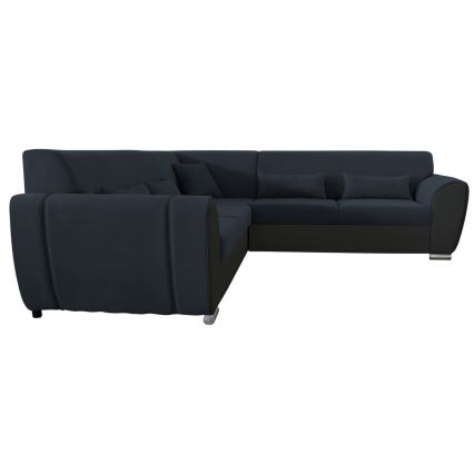 VISEU L formas izvelkams kreisais stūra dīvāns ar glabātuvi, antracīts/melns