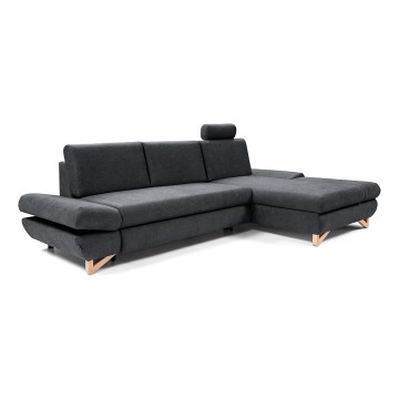 Izvelkams L formas stūra dīvāns AVESTA, labajā izpildījumā, ar uzglabāšanas nodalījumu, antracīts