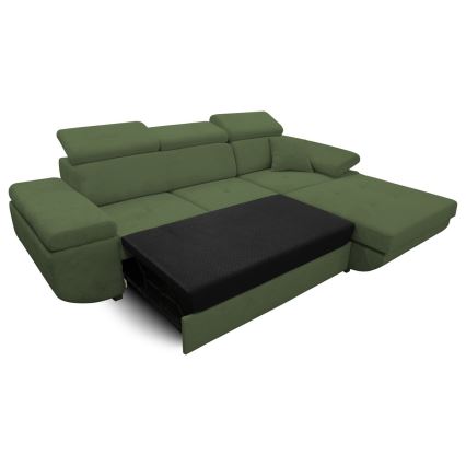 Izvelkams L formas stūra dīvāns CASTELO ar uzglabāšanas nodalījumu, ar labo stūri, zaļš