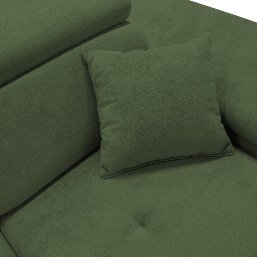 Izvelkams L formas stūra dīvāns CASTELO ar uzglabāšanas nodalījumu, ar labo stūri, zaļš