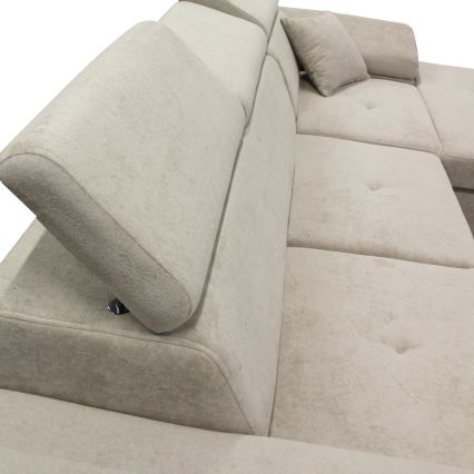 Izvelkams L formas stūra dīvāns CASTELO ar uzglabāšanas nodalījumu — labais, pelēks