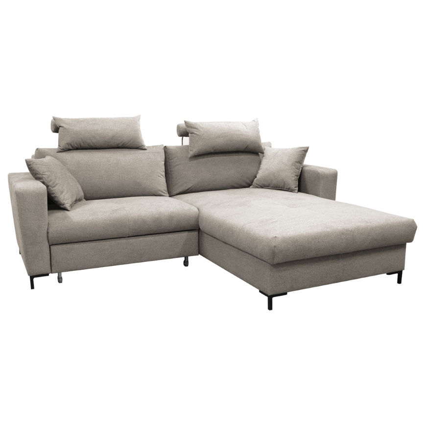 Izvelkams L formas stūra dīvāns HORTA ar uzglabāšanas nodalījumu, labais, pelēks