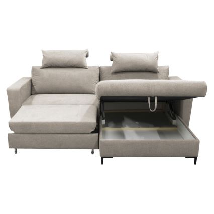 Izvelkams L formas stūra dīvāns HORTA ar uzglabāšanas nodalījumu, labais, pelēks