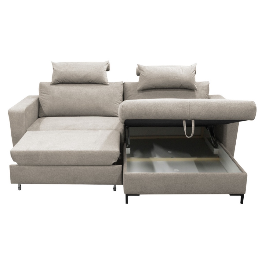 Izvelkams L formas stūra dīvāns HORTA ar uzglabāšanas nodalījumu, labais, pelēks