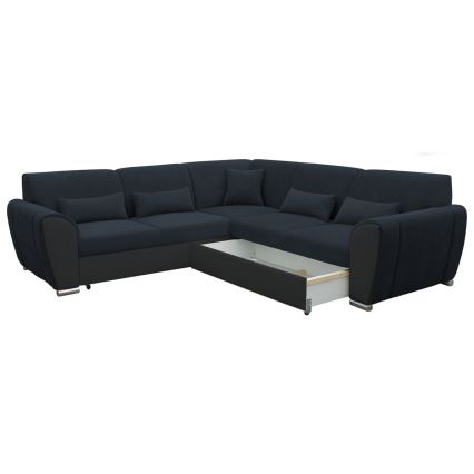 Izvelkams L-veida stūra dīvāns ar uzglabāšanas nodalījumu VISEU, labais, antracīts/melns