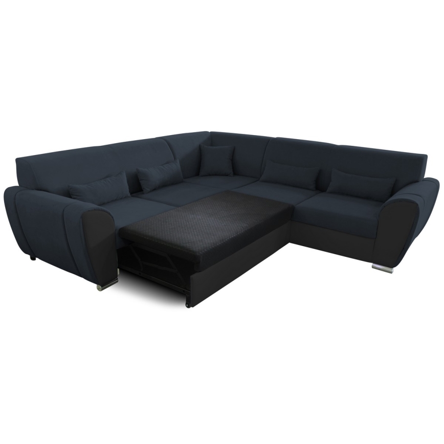 Izvelkams L-veida stūra dīvāns ar uzglabāšanas nodalījumu VISEU, labais, antracīts/melns