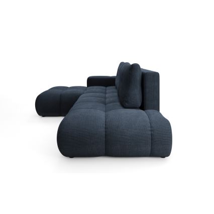 Izvelkams, tapicerēts L-veida stūra dīvāns ALMADA ar uzglabāšanas nodalījumu — kreisais, zils