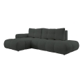 Izvelkams L-veida stūra dīvāns ALMADA, tapicerēts, ar uzglabāšanas nodalījumu — kreisais, antracīts