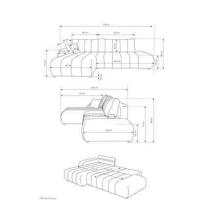 Izvelkams L-veida stūra dīvāns DESIO ar uzglabāšanas nodalījumu — labais, bēšs