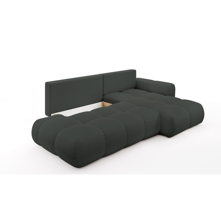 Izvelkams L formas tapicerēts stūra dīvāns ALMADA, labais, ar uzglabāšanas nodalījumu, antracīts