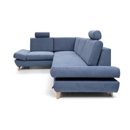 Izvelkams kreisais L-formas stūra dīvāns AVESTA ar uzglabāšanas nodalījumu, zils
