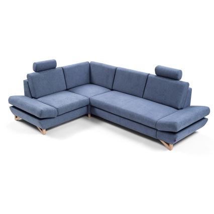 Izvelkams kreisais L-formas stūra dīvāns AVESTA ar uzglabāšanas nodalījumu, zils