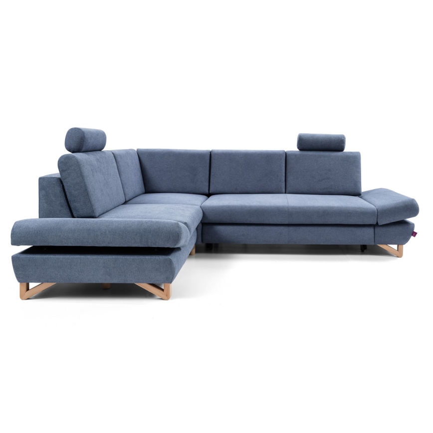 Izvelkams kreisais L-formas stūra dīvāns AVESTA ar uzglabāšanas nodalījumu, zils