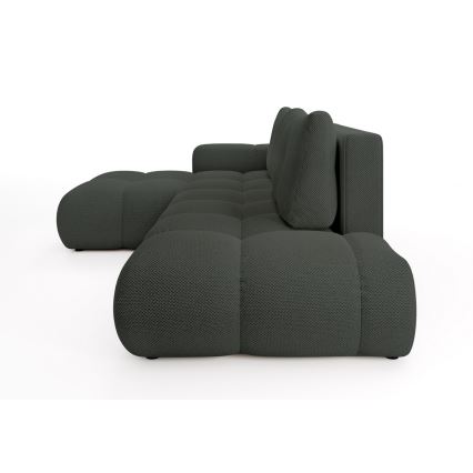 Izvelkams kreisais L formas tapecēts stūra dīvāns ALMADA ar uzglabāšanas nodalījumu, antracīts