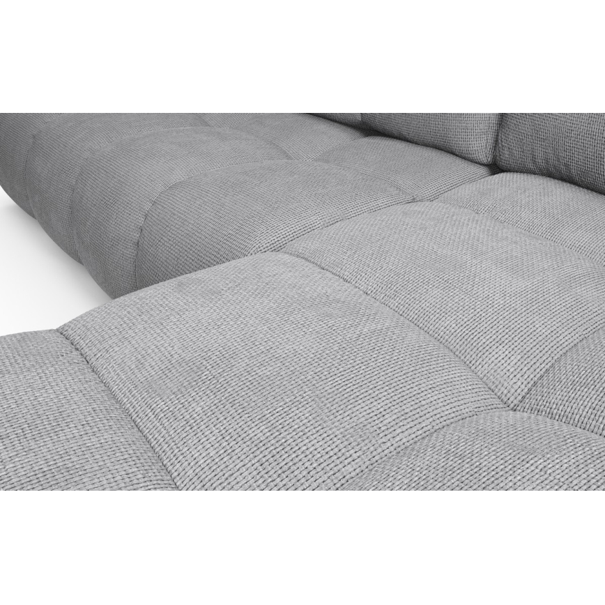 Izvelkamais stūra polsterētais dīvāns ALMADA L formā ar uzglabāšanas nodalījumu, labais, pelēks